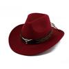 Summer Felt Cowboy Hat Men Women Couple Ethnic Rolled Brim Bohemian Fedora Sun Cap for Outdoor Beach