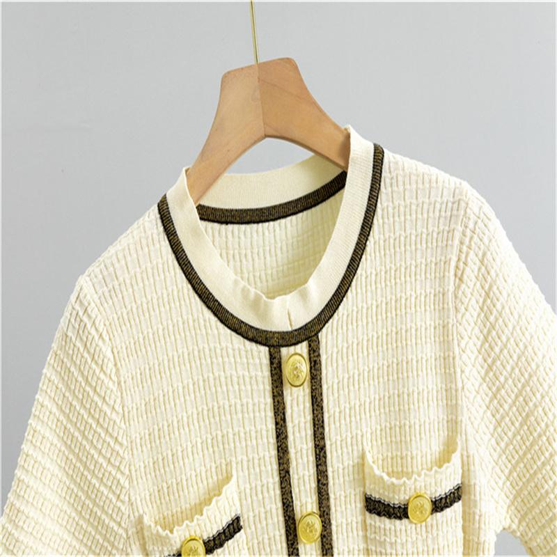 Summer Knitted Dress Fashion Women's Short Sleeve Waist slimming A-line Dress