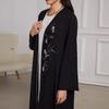 2024 Elegant Handmade Beaded Middle Eastern Muslim Pleated Cardigan Dress