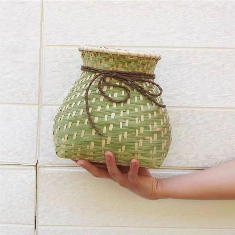 Handwoven Bamboos Fishing Basket and Flower Vases Traditional for Outdoor Lover and Home Decoration