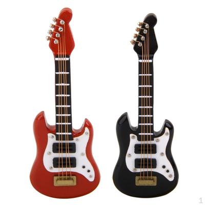 2 Pieces 1/12 Dollhouse Miniatures Household Item Musical Instrument Electric Guitar