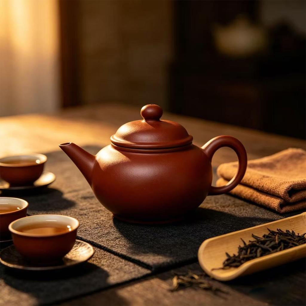 Chaozhou Da Hong Pao Zini Purple Clay Teapot - Small Horizontal Kung Fu Brewing Set