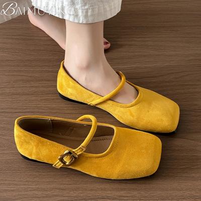 Fashion Square Toe Marie Janes Shoes Women Flat Sandals Casual Shoes Woman 2025 Trend Dress Summer Loafers Comfort Soft Leather Zapatos
