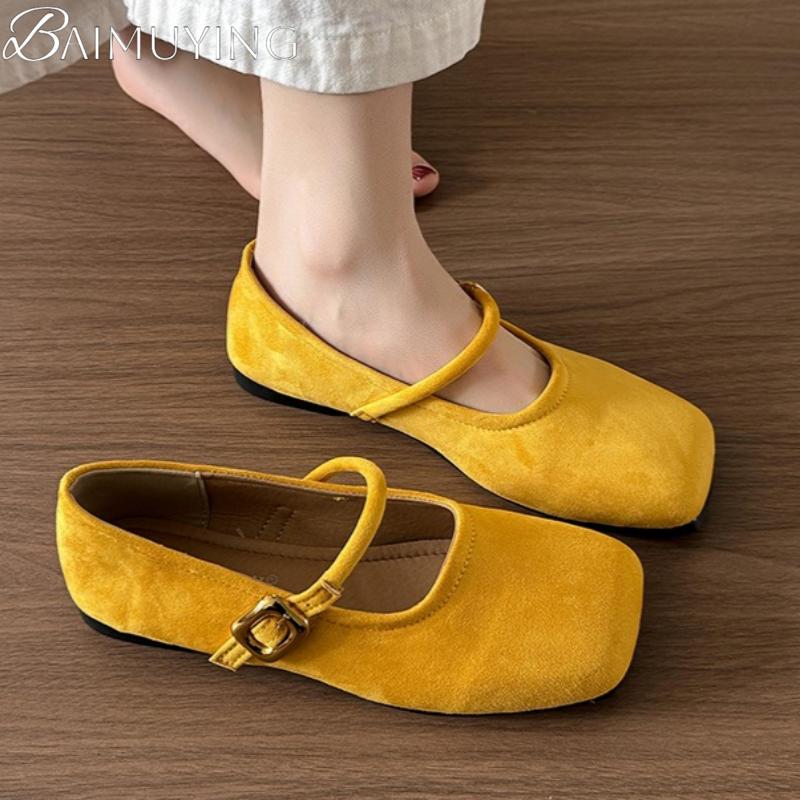 Square Toe Marie Janes Shoes Women Flat Sandals Casual Shoes Woman 2025 Trend Dress Summer Loafers Comfort Soft Leather Zapatos