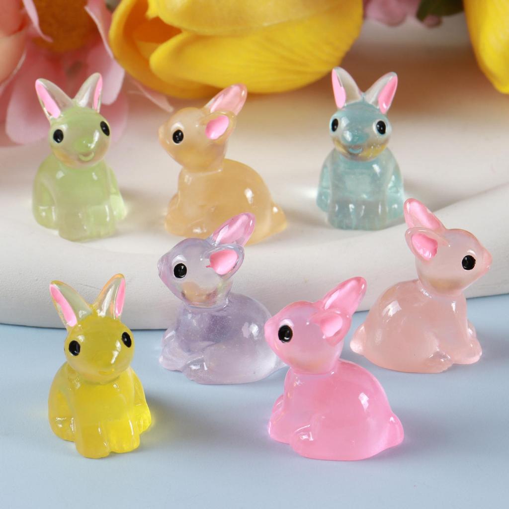 Resin Mini Luminous Animal Figurines - DIY Cartoon Toys for Micro Landscapes, Ideal Children's Gift