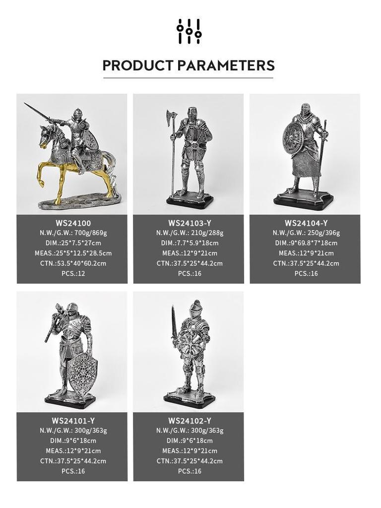 Nordic Retro Guard Knight Figurine: Resin Handicraft for Home or Office Decor