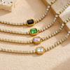 Gold Plated Emerald Cubic Zirconia Tennis Chain Bracelet