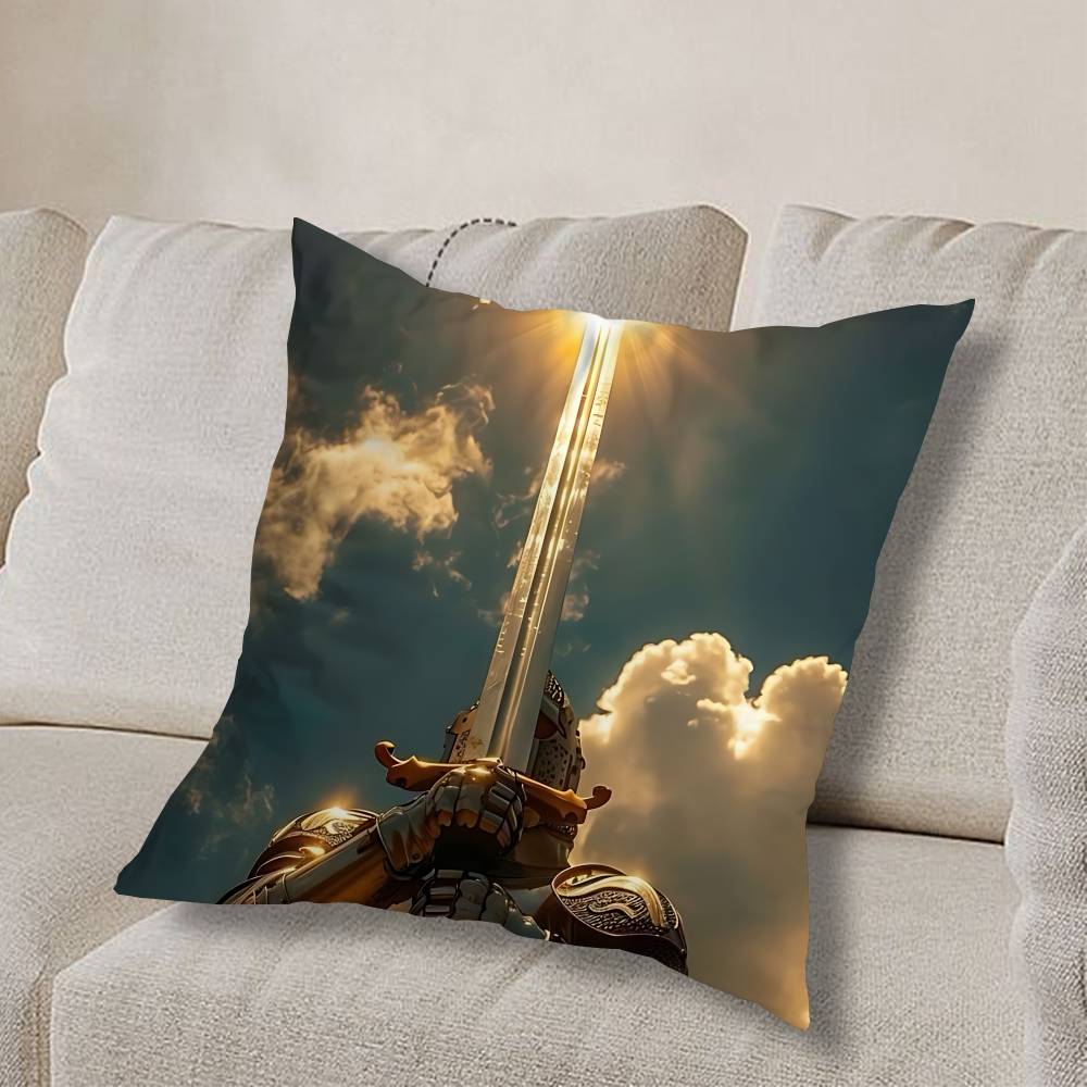 fully armed Medieval Knight Pillow Case Pillow Case Living Room Sofa Cushion Cover Suitable For Home Bedroom Room Decoration