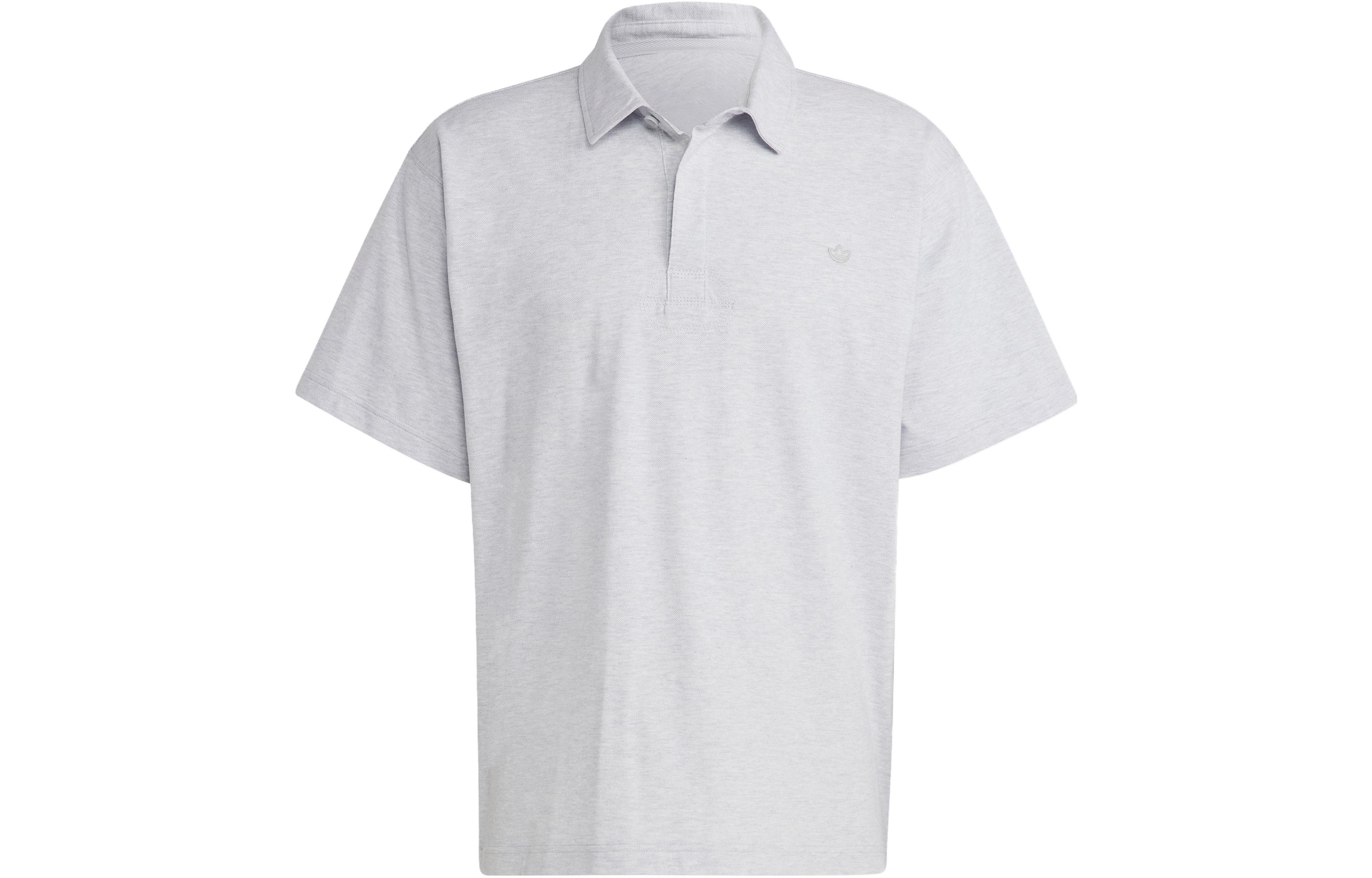 Adidas Originals ESSENTIALS Polo Shirts Men s Light Heather Gray Polo Collar Moderate Straight Fit IC5120 M
