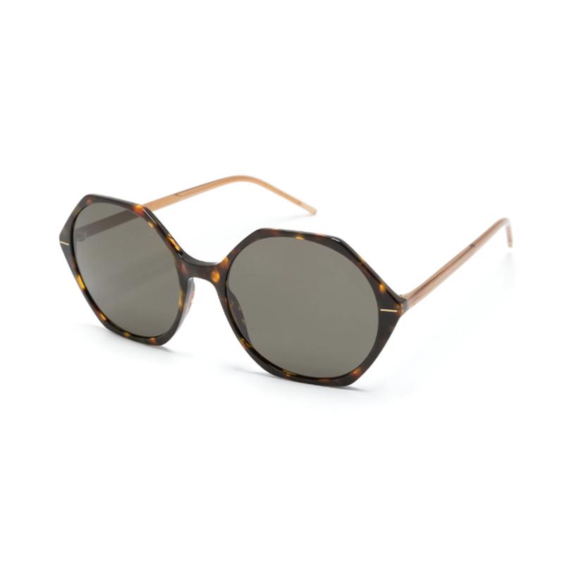 BOSS Temple Logo Acetate Round Sunglasses Women s Tortoise BOSS1585SHVNYLW коричневый