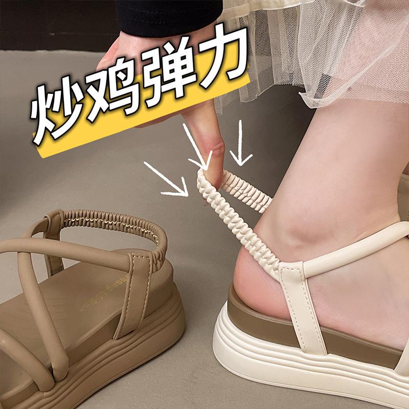 Thick-soled Women's Models Step On Shit In Summer with Summer External Sandals, Skirt Wear Fashion 2025 New High-end Roman Sandals