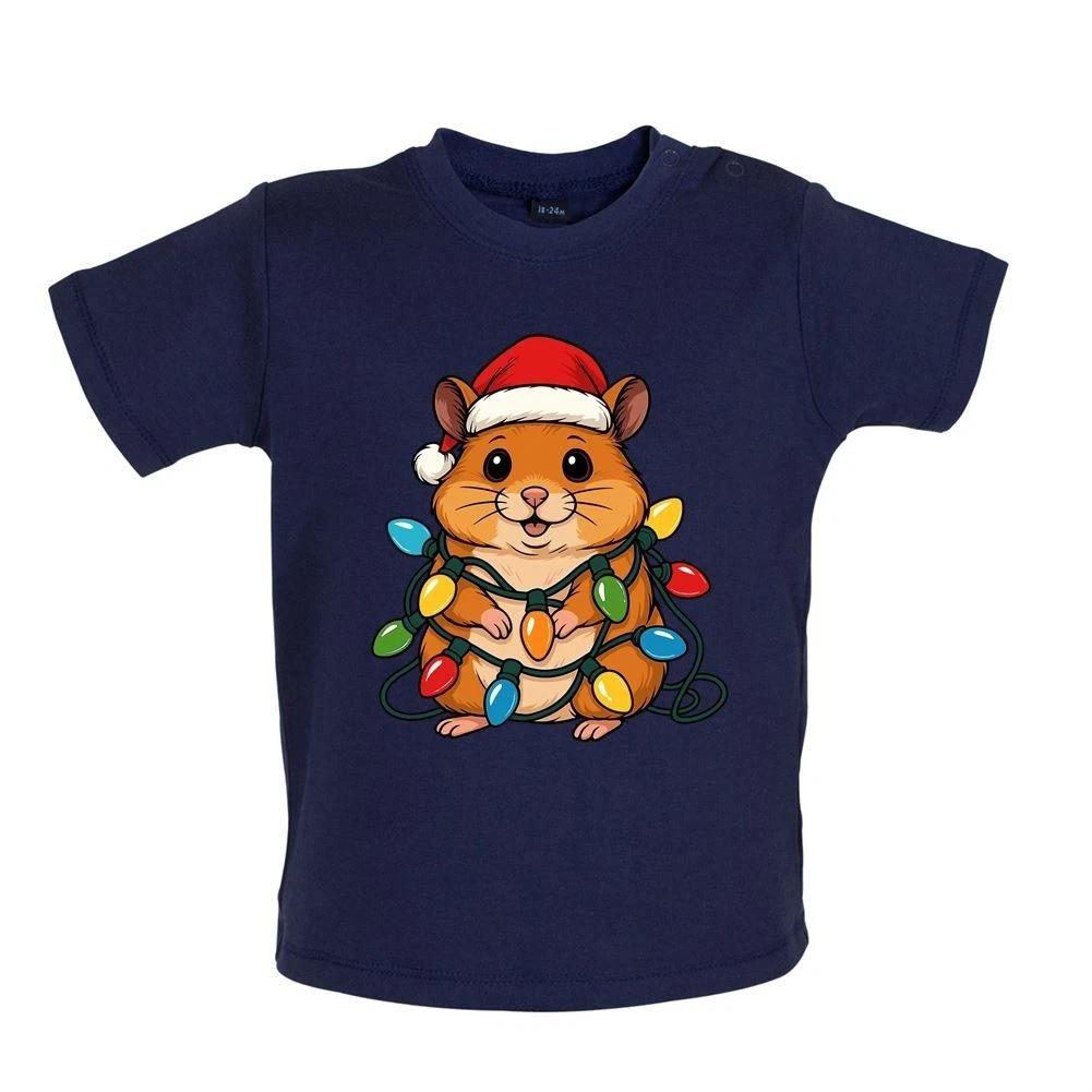 Hamster Christmas Lights -Baby Kids Boys Girls Unisex T-Shirt / Romper Tees Top- Christmas Cute Love Pet 130