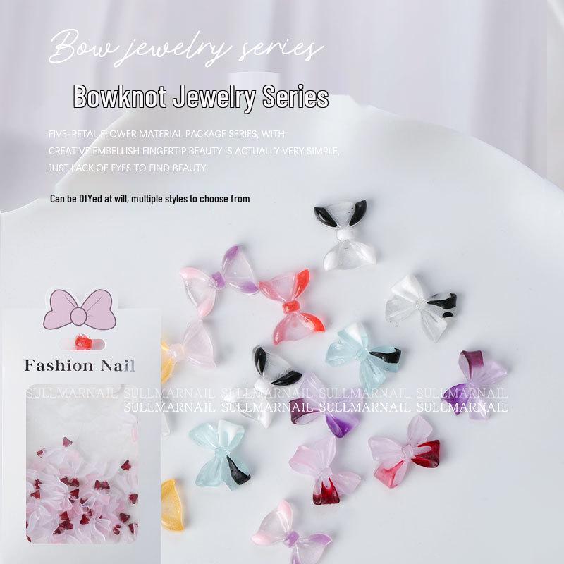 

Two-Color Resin Bow Nail Art Jewels - 3D Flat Bottom Rhinestones, 30 Pieces
