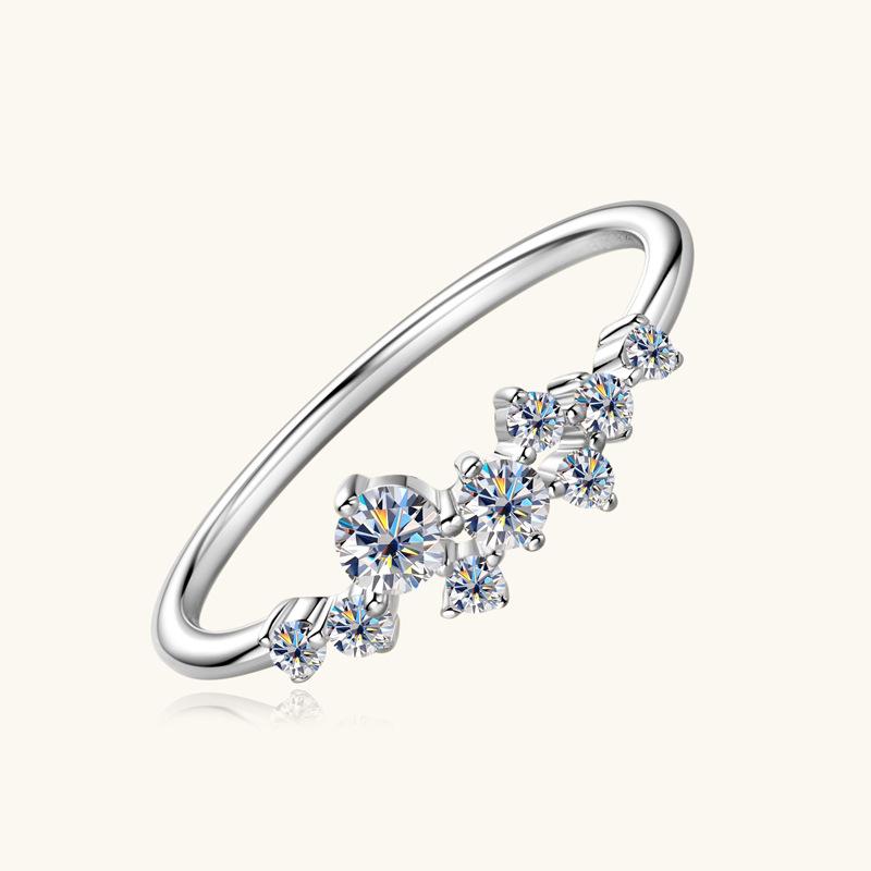 Silvere Glam A Niche Design Moissanite Ring, A Pure Silver Ring For Women's Starry Sky, A Trendy And High-end Accessory