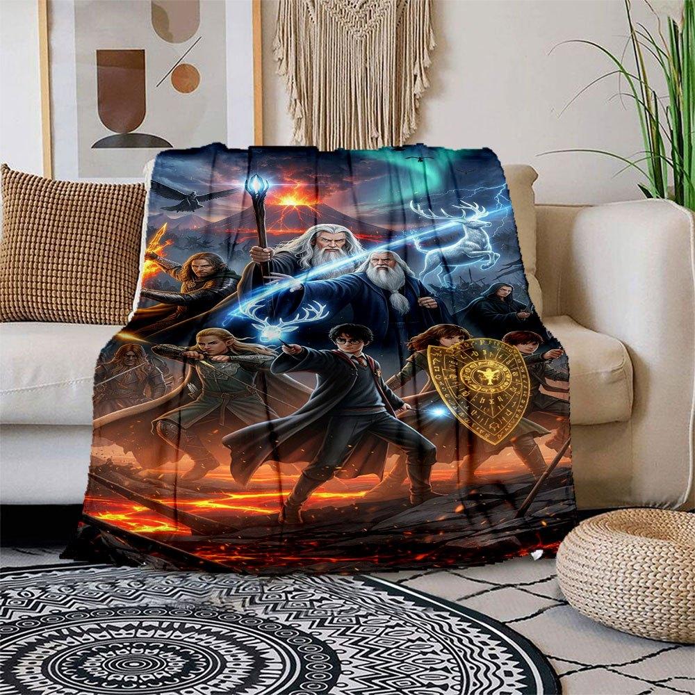 Fantasy Heroes: Epic Adventure Poster PrintBlanket Flannel Throw Blanket for Sofa, Bed, Travel, Camping, Office, Couch, Chair