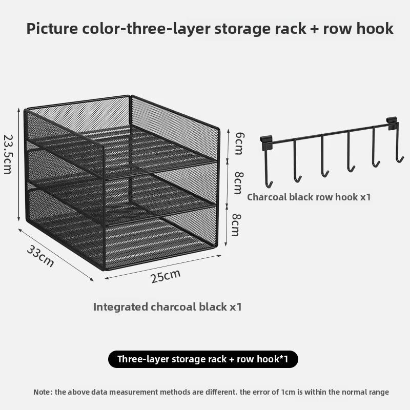 Multi-Layer Metal File Organizer Rack-Adjustable Tier Desktop Document Holder with HooksVertical Space Saving Storage Shelf 5380₽