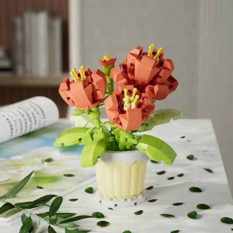 Assembling Building Blocks, Children's Toys, Gifts, Desktop Eternal Flowers DIY Building Block Toys
