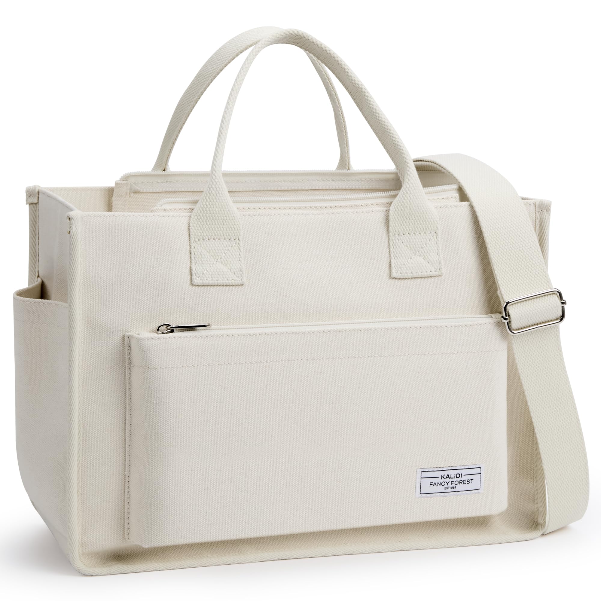 

FANCY Tote shoulder 6 detachable shoulder large canvas canvas tote for school or for women and zipper type [KALIDI FOREST] bag, bag, pockets, 3-way