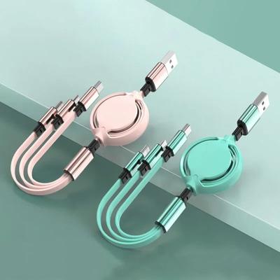 3 In 1 Retractable Data USB Cable for IPhone Charger Fast Wire Charging Cable for Android Phone Type C Xiaomi Huawei Samsung