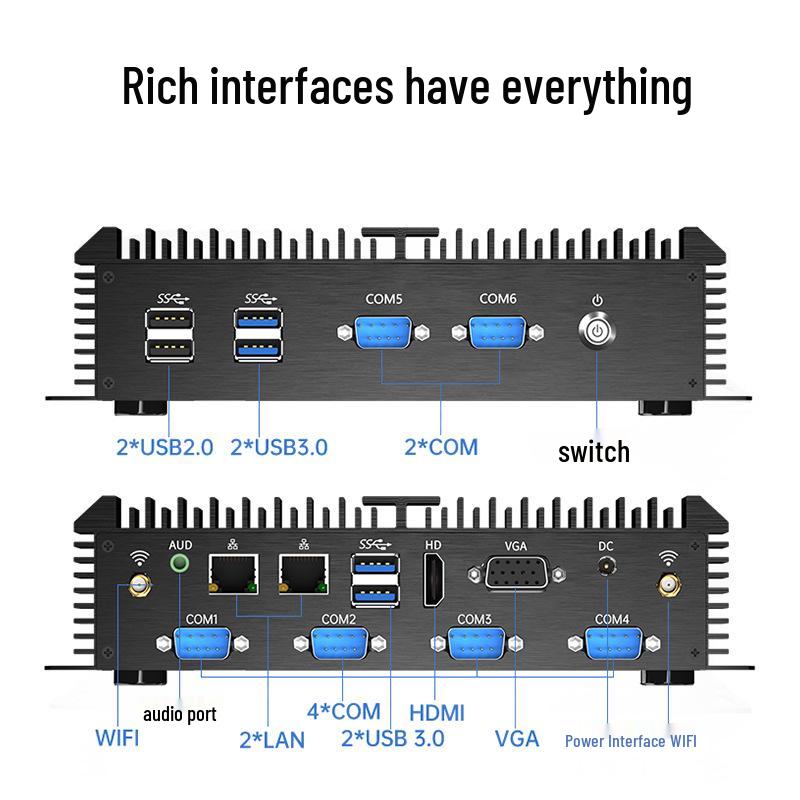 High-Temperature Resistant Core I7 Fanless Industrial Control All-in-One Mini PC with Dustproof Design
