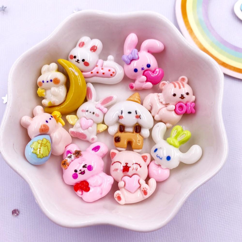 Harz Bunt 3D Mini Hase Bär Mädchen Junge Flatback Figuren Scrapbook 10 STK DIY Haarspange Haarnadel Handwerk Dekor Zubehör