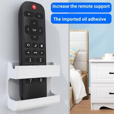 Remote Control Box Punch Free Easy To Install Data Cable Receiving Hole Wall Mounted Phone Holder Self-Adhesive Media Storage Box Case