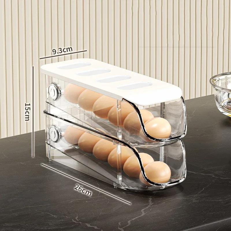 2-слойный выдвижной ящик для хранения яиц холодильник кухонное хранение автоматический вращающийся ящик для яиц аксессуары для домашней кухни органайзер белый 1875₽