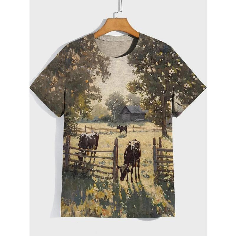 Men's Funny Animal Printed T-Shirts Short Sleeved Tees Tops 3D Prints T-hirts Summer Casual Men's Clothing Oversized Pullover