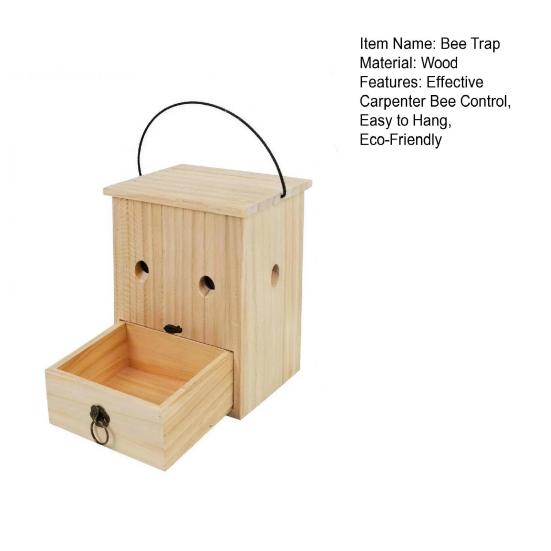 Carpenter Bee Trap for Outside Hanging Bee Trap Eco-Friendly Wooden Bee Trap for Safe Outdoor Wasp Control
