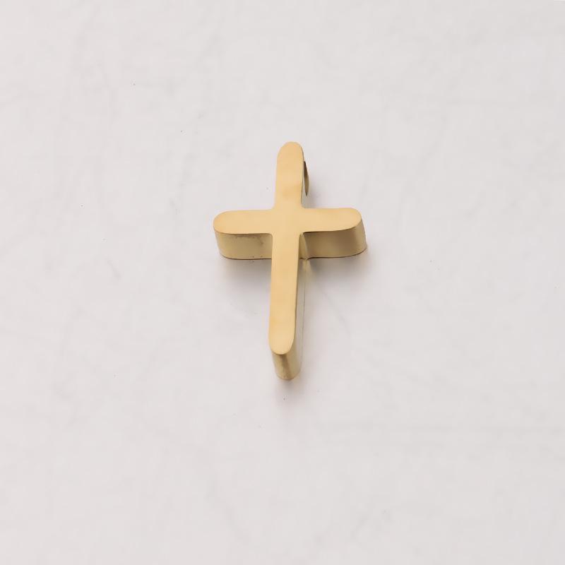 Sleek Stainless Steel Cross Pendant Necklace with Hole Bead
