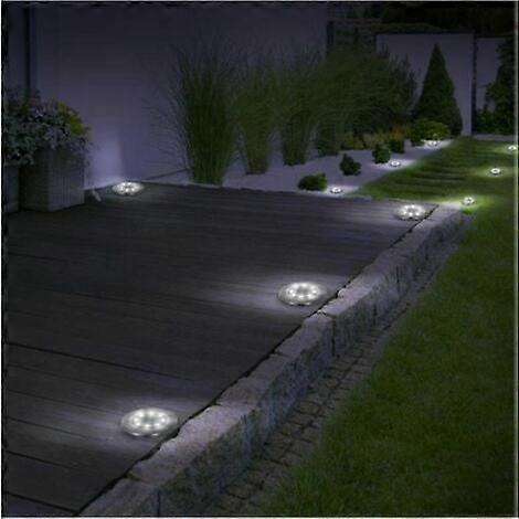 Set of 10 solar discs with LED garden spots to plant