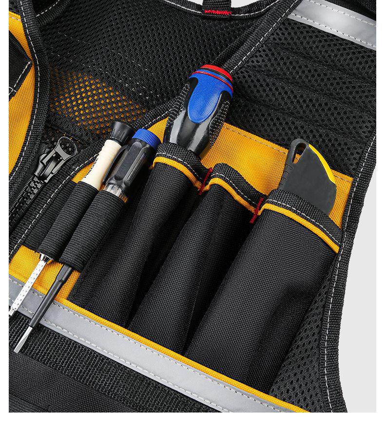 Electrician Multi-Pocket Reflective Tool Vest for Installation and Construction
