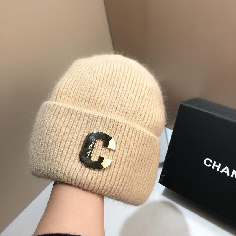 

Вязаная шапка из кроличьего пуха с большим обхватом головы, осенне-зимняя, женская, с буквой C, модная, белая, серая, утолщенная, теплая, лыжная, с защитой ушей, шерстяная, от холода бежевый