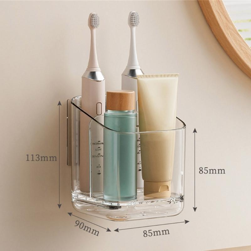 Drillless Installation Bathroom Organizers For Electric Toothbrushes And Accessories Durable Plastic Storage Rack Space Saving Design
