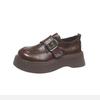 Platform Loafers Women's 2025 New Spring British Style Single Shoes Soft Leather Comfortable Muffin Soft Sole Black Small Leather Shoes