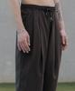 Dekkoloso Cool Linen-Like Double-Pleated Wrinkle-Free Wide Elastic Pants [Charcoal]