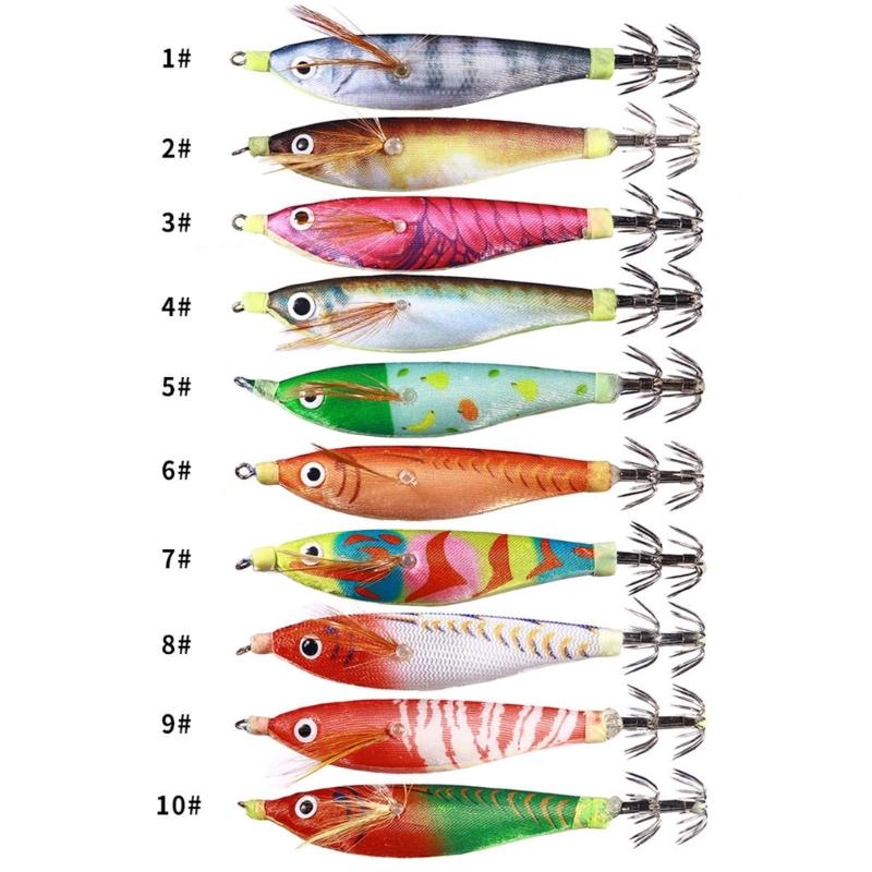 5Pcs Artificial Hard Baits Shrimp Lures Baits 9.6g Cuttlefish Hook Fishing Lures Glow Squid Jig Glow Jig Hook