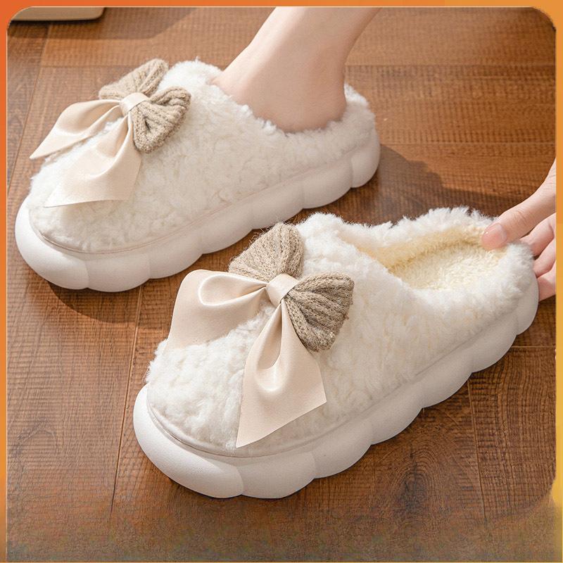 Bow Shoes, New Cotton Shoes, Indoor Warm Cotton Slippers