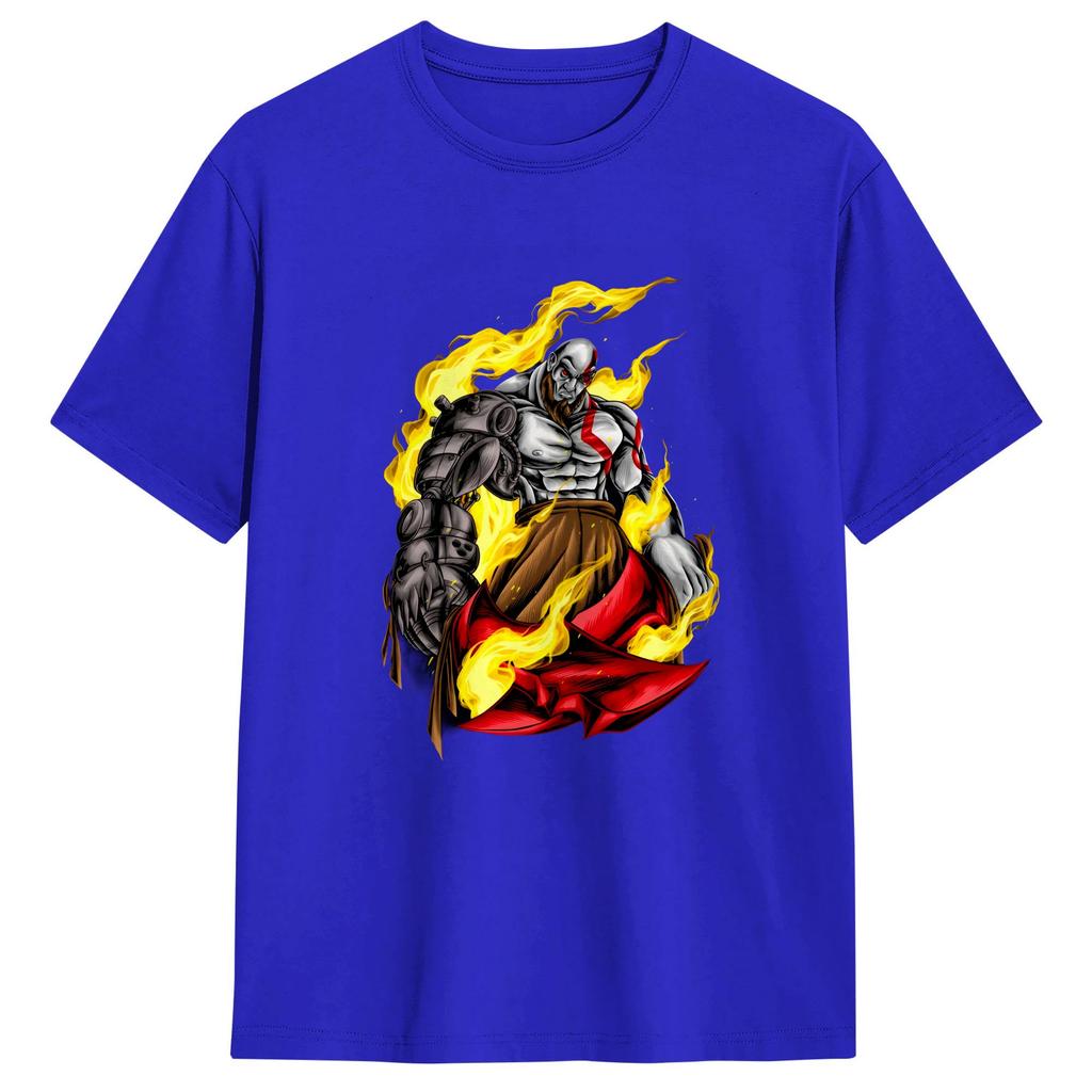 God of war Kratos TShirts for Unisex Funny Pure Cotton Tees Round Neck Short Sleeve T Shirt Classic Clothes