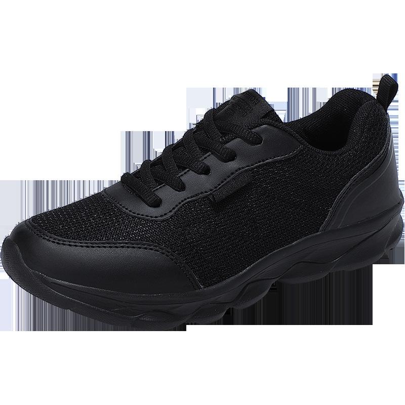 Svarta halkfria damskor, halkfria och lätta löparskor, andningsbara vardagliga reseskor, bekväma arbetsskor