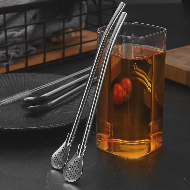 304 Stainless Steel Dual-Purpose Straw & Colander Spoon