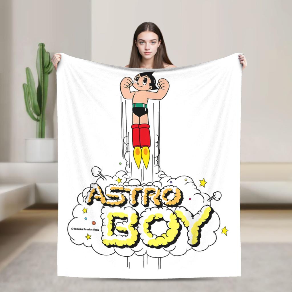 Astro Boy Character Mighty Atom Blanket Animation Flannel Vintage Warm Throw Blanket for Home Restaurant Autumn/Winter Office