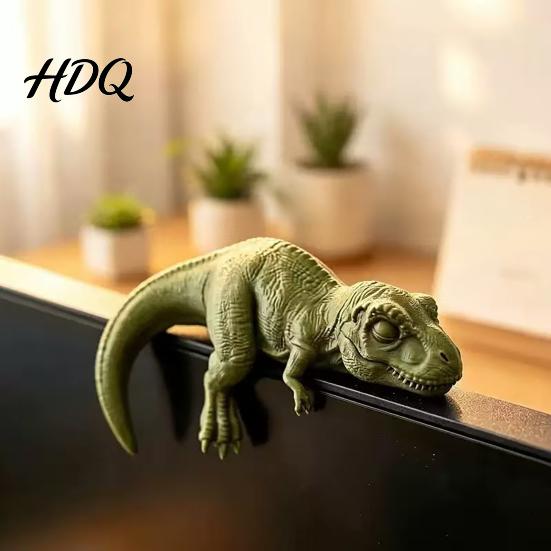 Non-slip Dinosaur Ornament 4 Pcs 3D Printed Monitor Topper Fun Office Desk