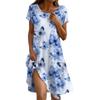 Boho šaty s krátkým rukávem pro ženy Ležérní volný střih letní letní šaty s květinovým potiskem šaty s kapsami