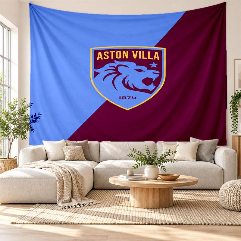 Aston Villa Football Wall Tapestry, Soft Fabric Wall Hanging, Decorative Backdrop For Bedroom Home Wall Art