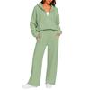 Completo Casual da Donna a Due Pezzi con Cardigan con Zip e Cappuccio e Pantaloni a Gamba Larga
