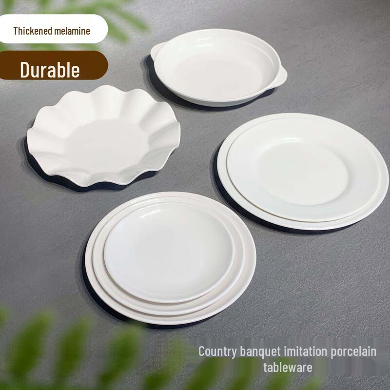 Langxi White Melamine Commercial Buffet Plates