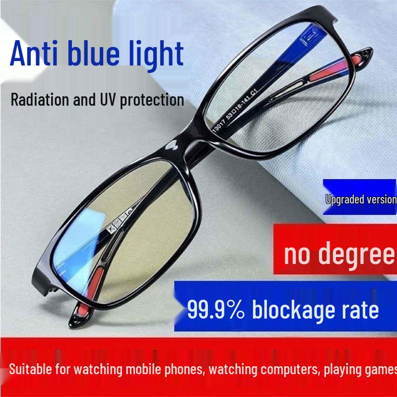Unisex Blue Light Blocking Glasses - Anti-Fatigue, Anti-UV, No Prescription, Eye Protection, Flat Resin