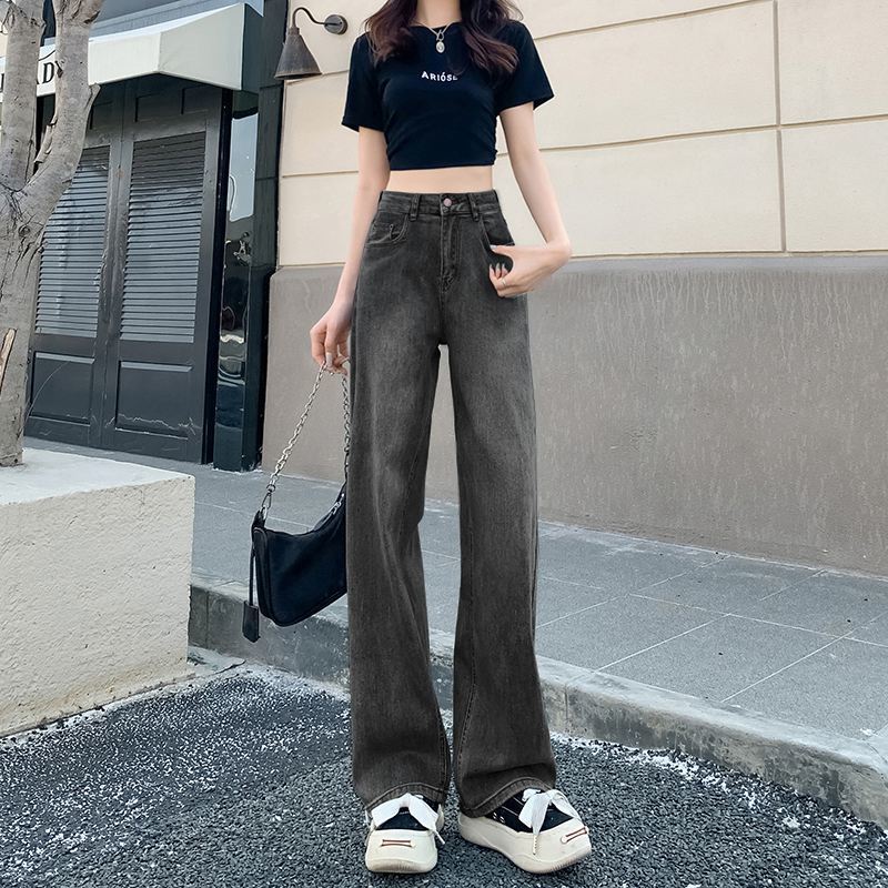 Women's High Waist Wide Leg Jeans Straight Leg Denim Pants Vintage Vacation Style Three Dimensional Cut Trousers