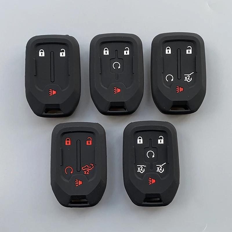 Silicone Car Key Cover Case Fob For Chevrolet Suburban Silverado GMC Terrain Yukon Tahoe Sierra Smart Auto Accessories Key Ring